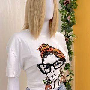 ZARA Printed White Graphic T-Shirt